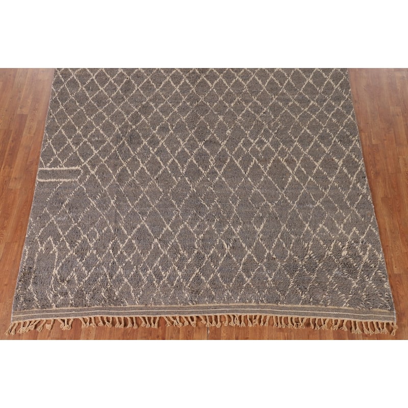 Trellis / Moroccan Area Rug Hand-Knotted Oriental Wool Carpet - 7'9" x 11'0"
