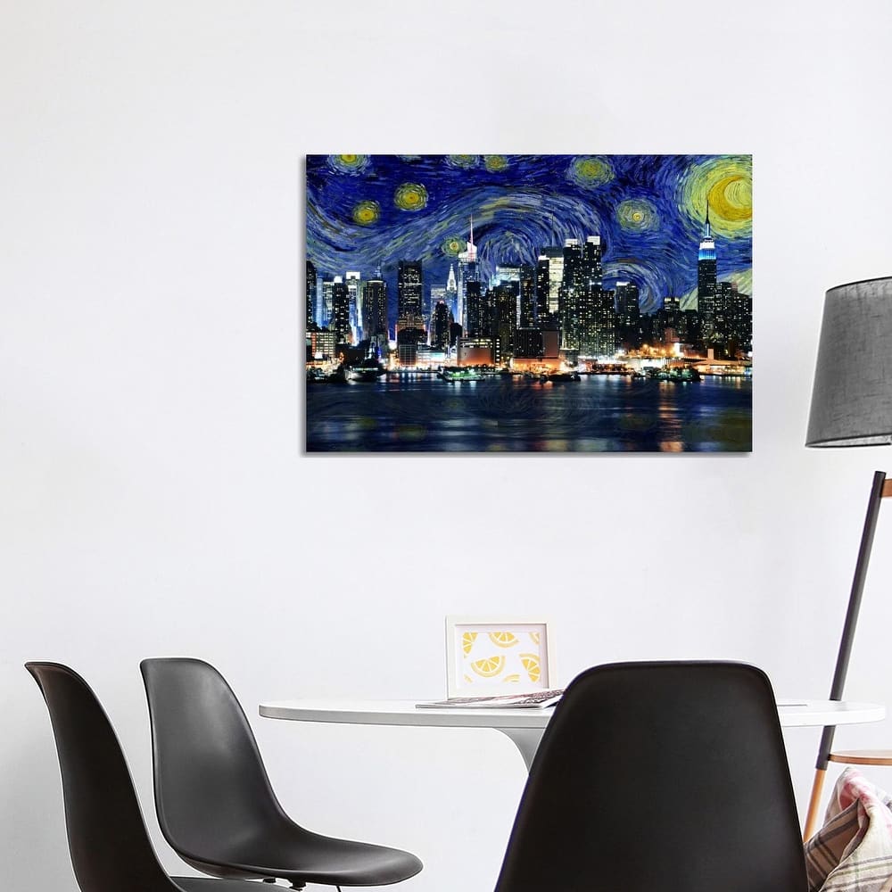 iCanvas "New York City, New York Starry Night Skyline" by 5by5collective Canvas Print