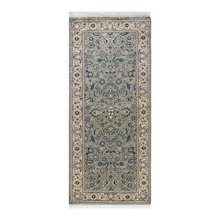 Hand Knotted Traditional Oriental Wool Green Area Rug - 2' 6" x 6' 0"