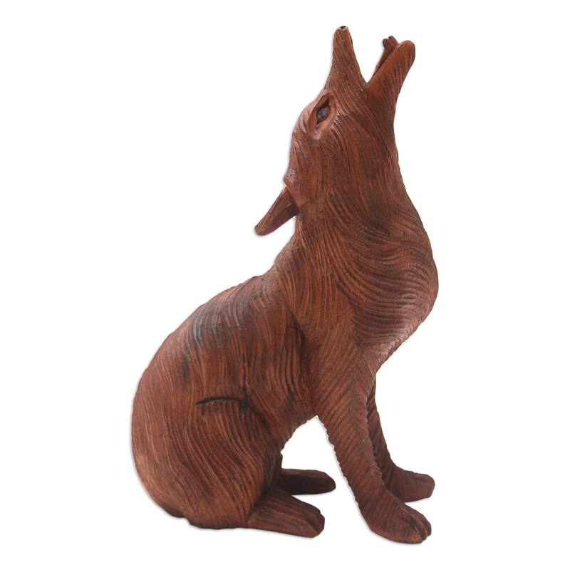 Novica Handmade Northern Howl Wood Statuette