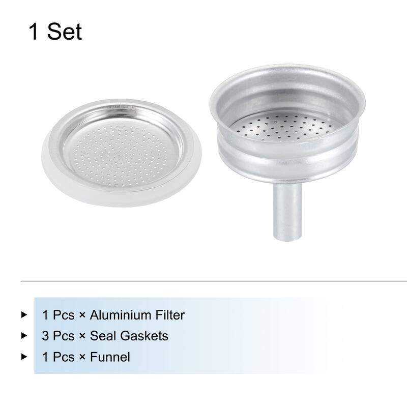 Aluminium Filter Replacement 50x40x5.5mm for 2-Cup Use Mocha Coffee Maker Pot - Silver