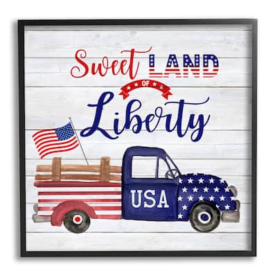 Stupell Country Liberty Phrase Framed Giclee Art Design by Corinne Haig