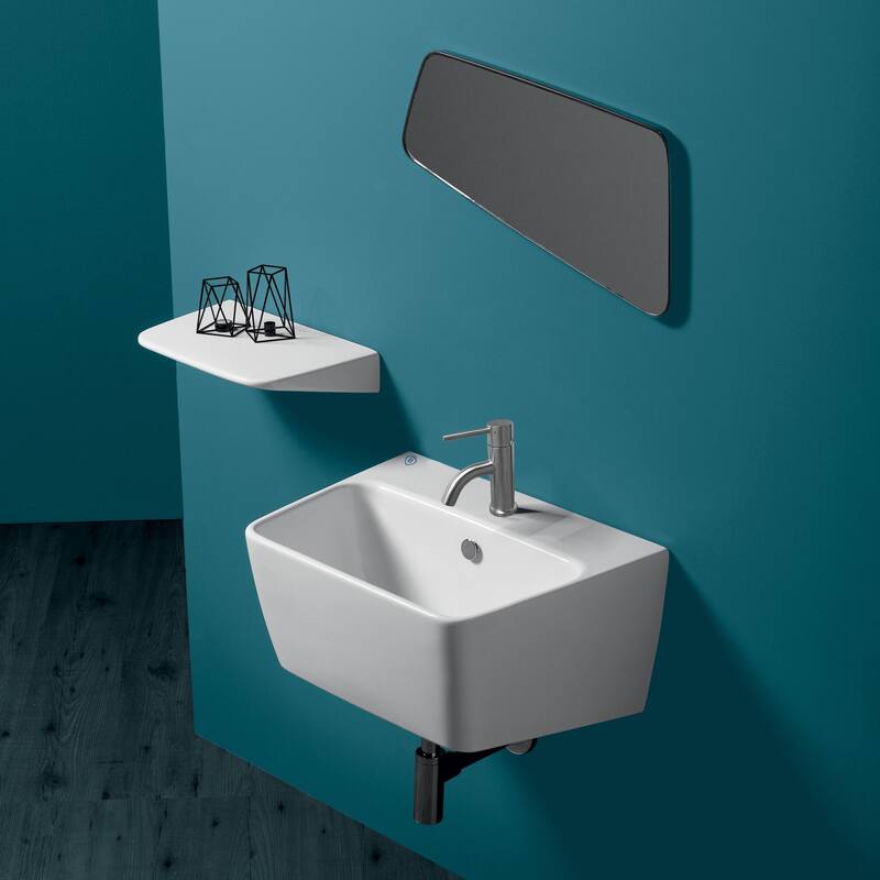 Whitehaus Britannia Rectangular Wall Mount Basin with Single Hole