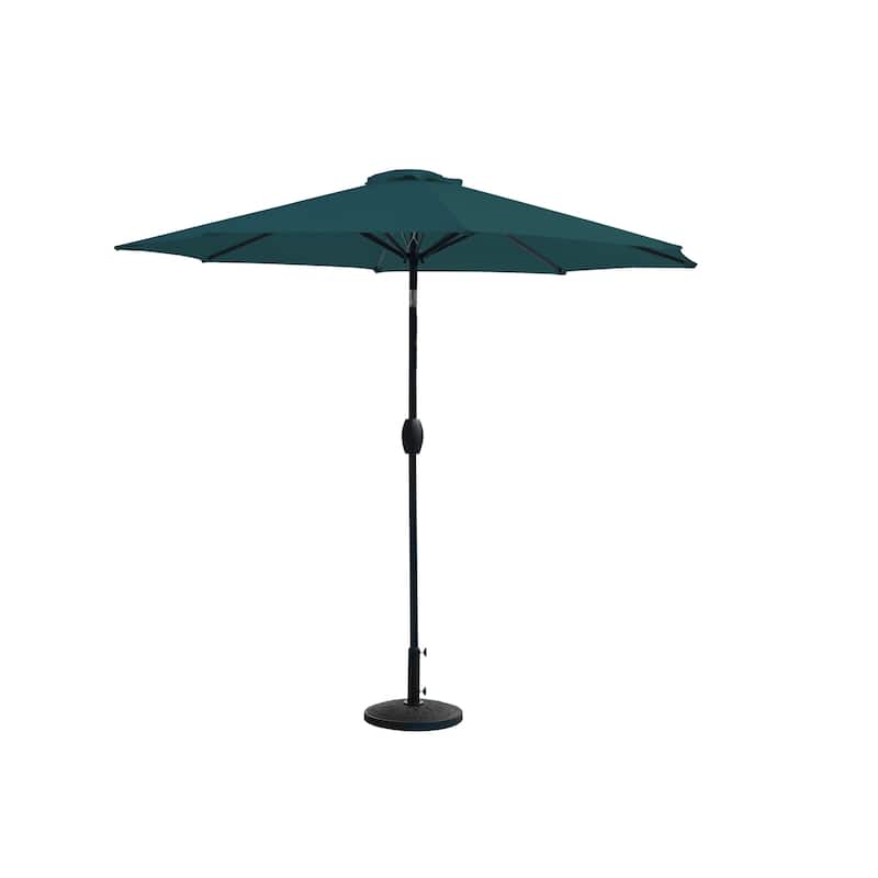 9 Ft Aluminum Patio Umbrella with Decorative Base - Dark Green
