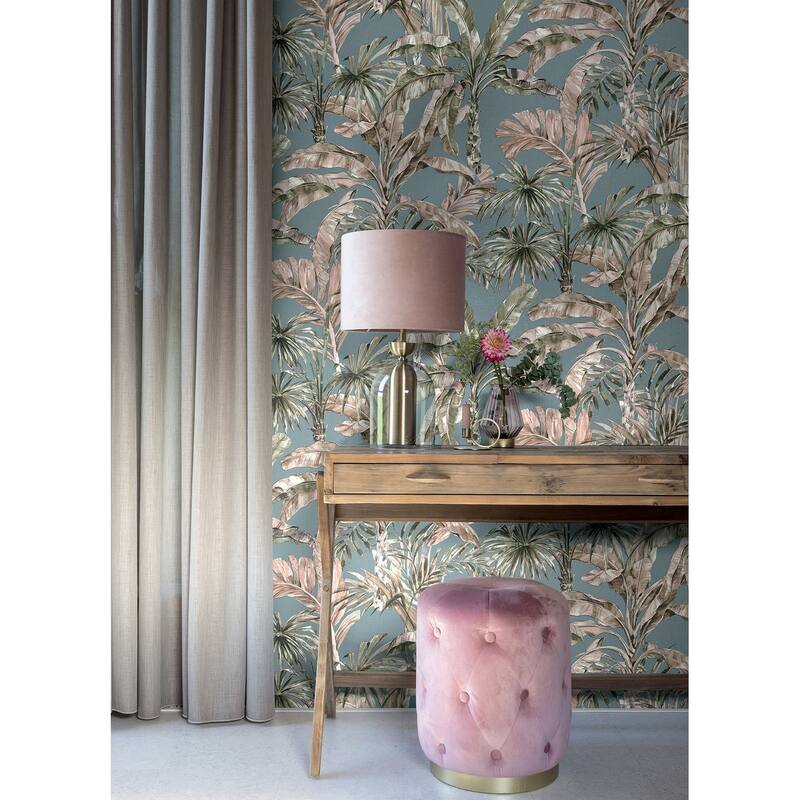 Advantage Calle Light Blue Tropical Wallpaper