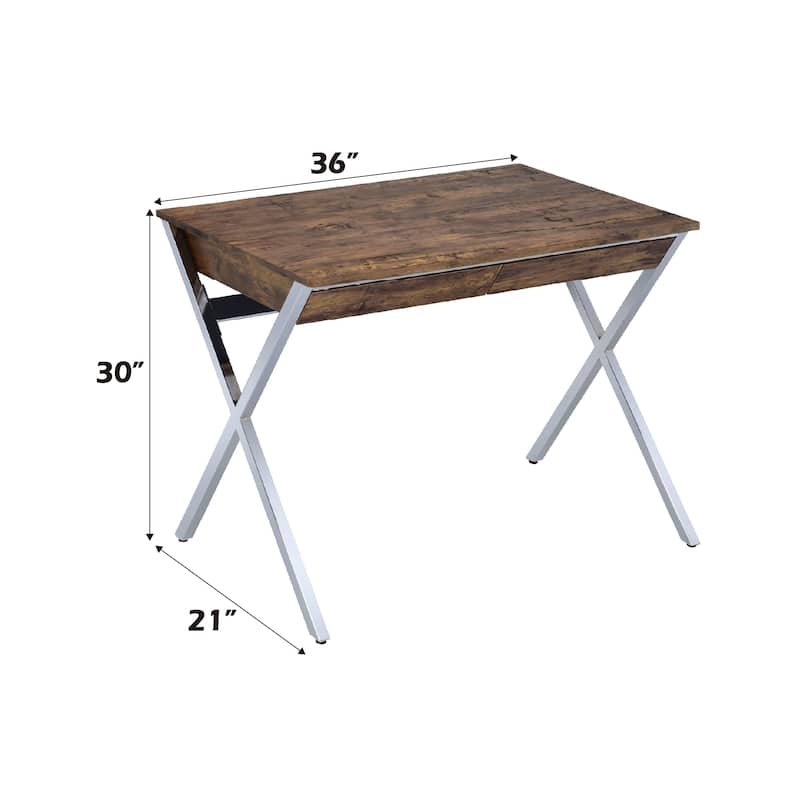 Callers Weathered Oak & Chrome Finish Writing Desk