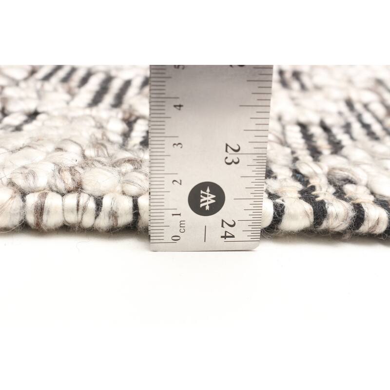 ECARPETGALLERY Braid weave Sienna Black Wool Rug - 5'2 x 7'9