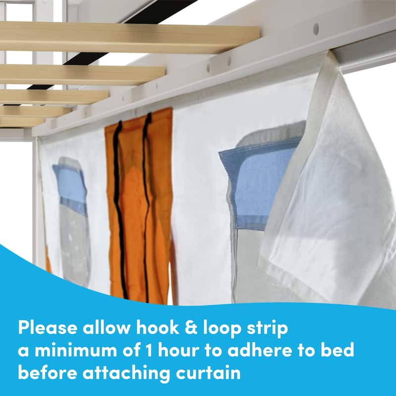 Max and Lily Classic Twin over Twin Low Bunk with Easy Slide and Curtain
