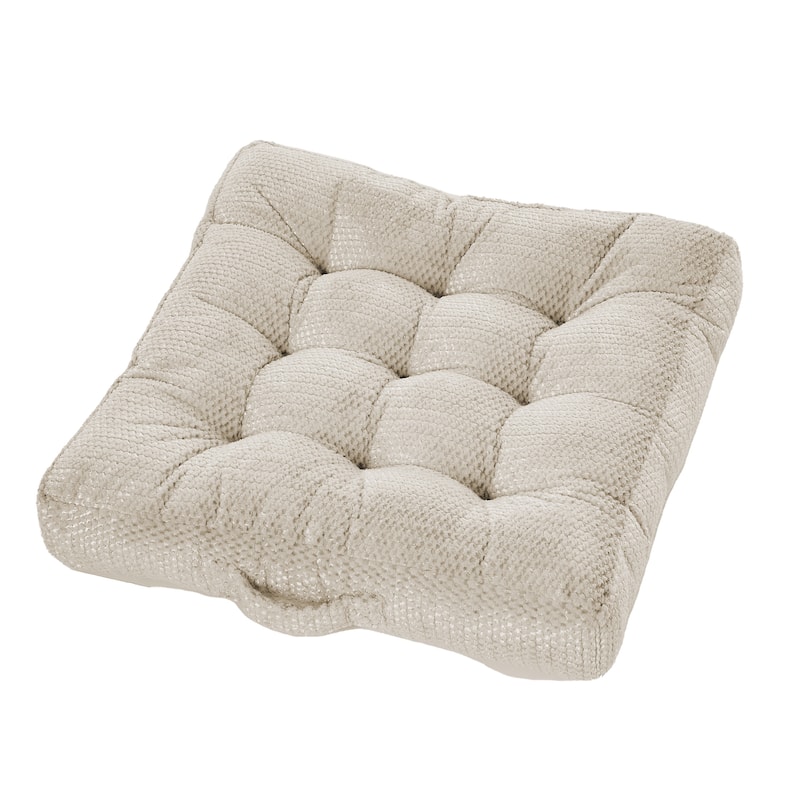 Sorra Home Velvet Shimmer Indoor Textured Tufted Floor Pillow with Handle