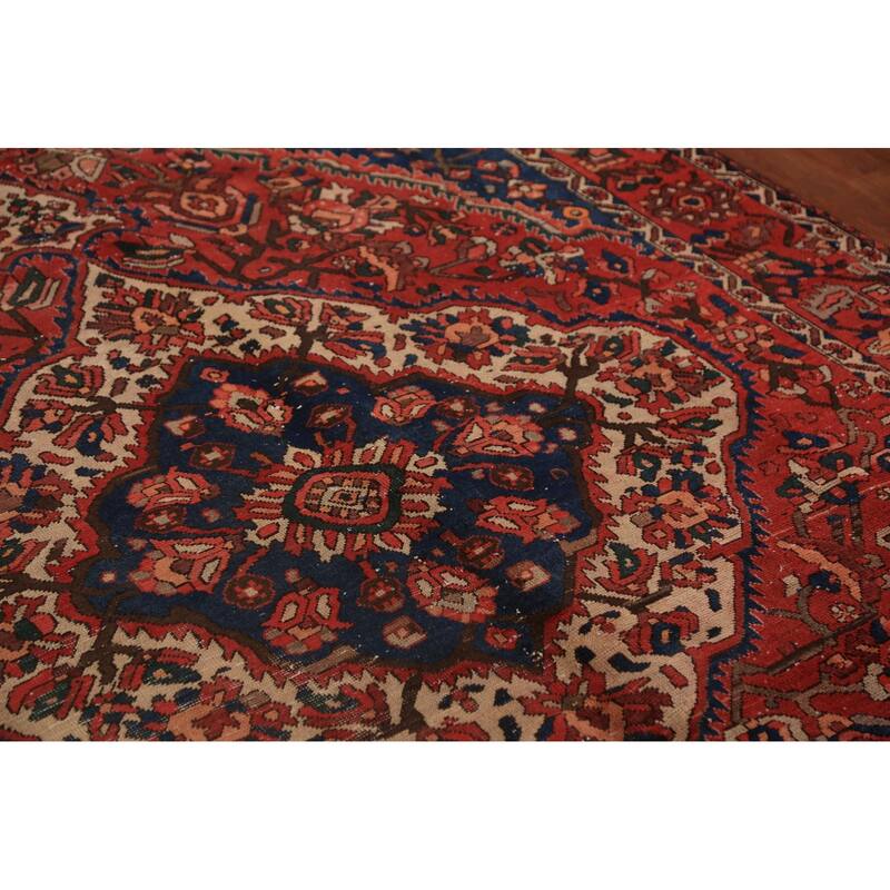 Bakhtiari Persian Vintage Area Rug Hand-Knotted Red Wool Carpet - 6'8" x 9'7"