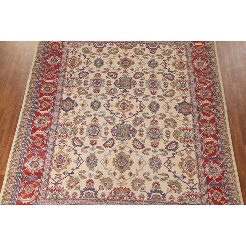Ivory Kazak Area Rug Handmade Wool Carpet - 8'10"x 11'6"