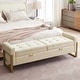 preview thumbnail 9 of 79, 66" Storage Bench King Size End of Bed with Double Lids and Gold Legs Beige - Faux Leather