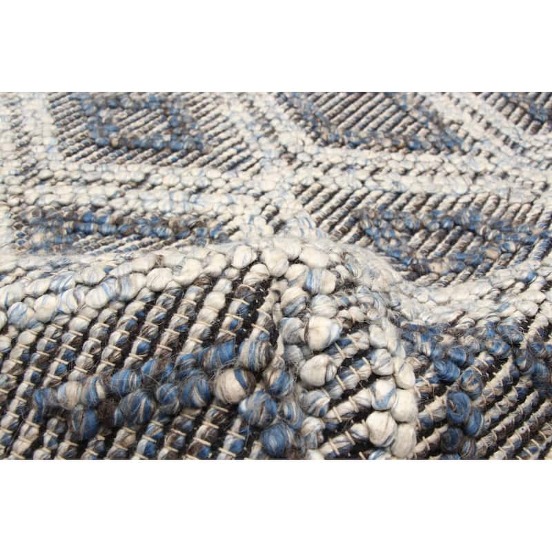 ECARPETGALLERY Braid weave Sienna Navy Wool Rug - 5'2 x 7'3