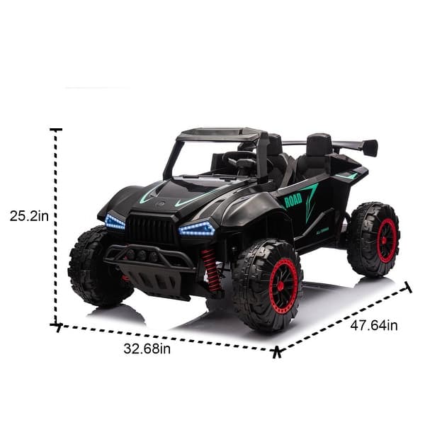 dimension image slide 3 of 5, Two-Seater Kids Ride-On Electric Police Car 24V with 2.4G Remote Control, Music, and Safety Features