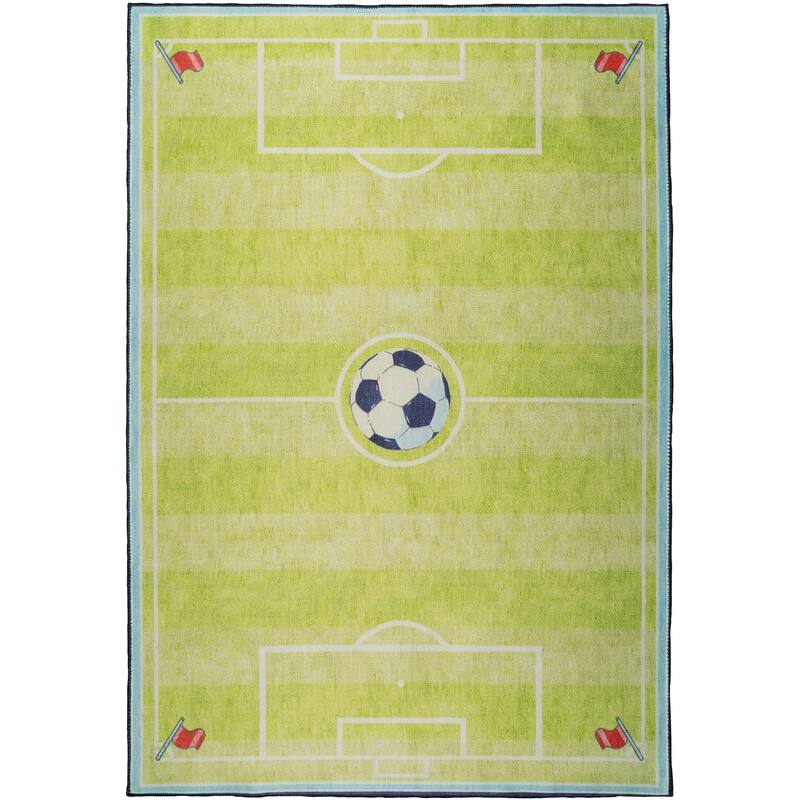 Dynamic Rugs Kidz Light Green/Multi Polyester Children's Area Rug