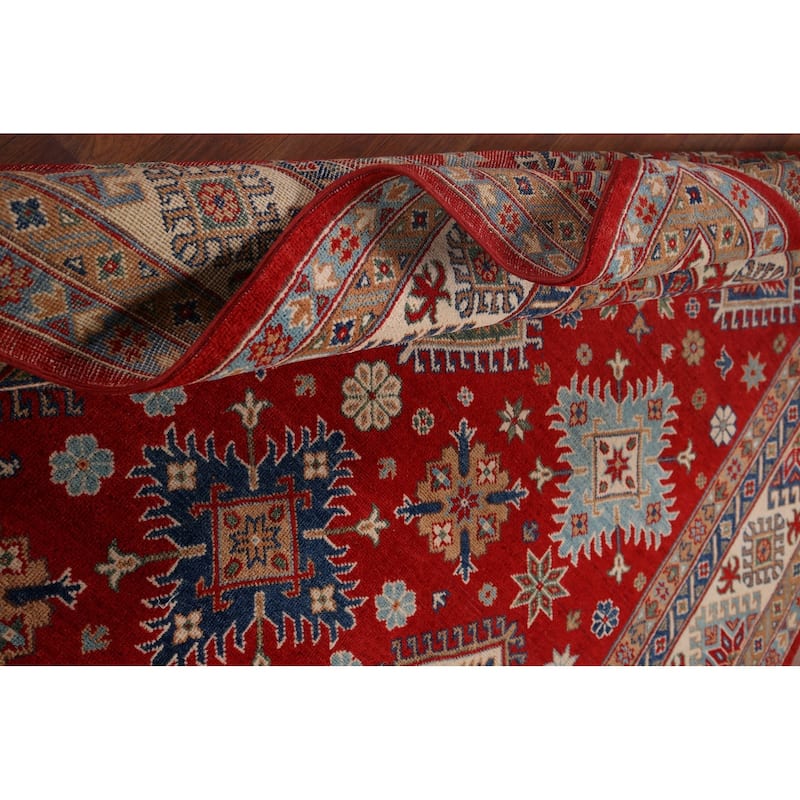 Red Kazak Area Rug Hand-Knotted Oriental Wool Carpet - 6'5" x 9'9"
