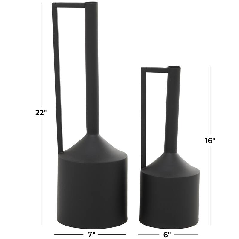 Metal Decorative Vase with Handles - Set of 2 Black, White, Gold, Silver - CosmoLiving by Cosmopolitan