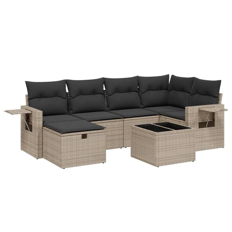 vidaXL Garden Sofa Set Beige/Black/Brown/Grey