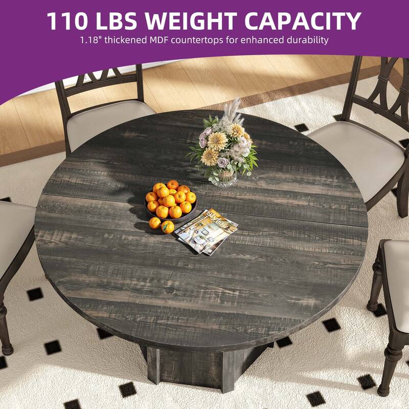 Moasis 47" Round Dining Table with Hexagonal Base