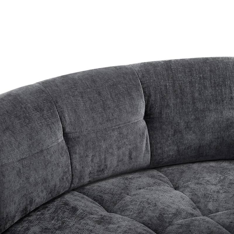 119.3" Curved L-Shaped Chenille Sectional Sofa, No Assembly Required