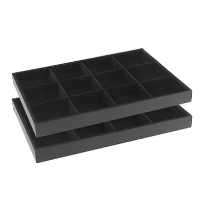 Set of 2 Stackable Velvet Jewelry Organizer Trays with Removable Dividers for Drawers, Jewelry Organizer Drawer Case Storage
