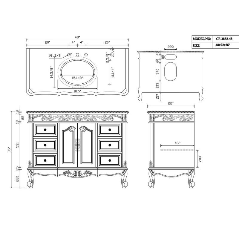 48" Benton Collection Beckham Antique White Bathroom Vanity