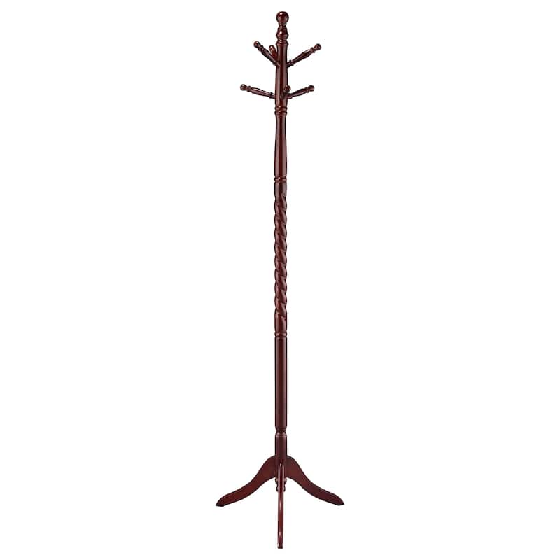 Riona 6 Hook Freestanding Wood Coat Rack Hat Hanger Merlot - Merlot