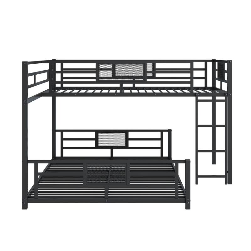 L-Shaped Twin Over Full Metal Bunk Bed in Black