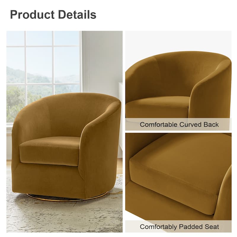 Eleuterio Modern Upholstered Swivel Accent Barrel Chair with Metal Base Set of 2 by HULALA HOME