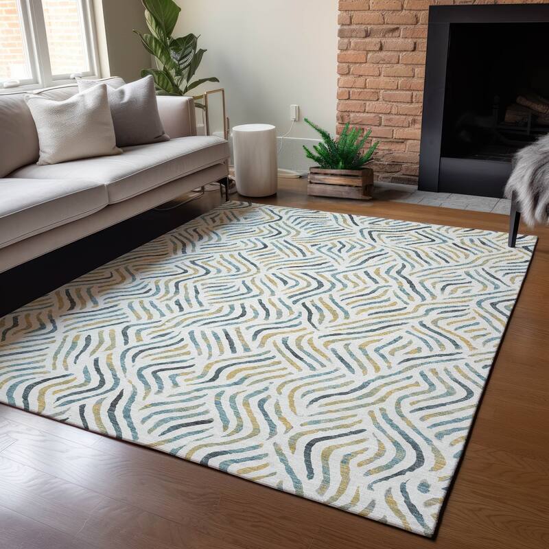 Machine Washable Indoor/ Outdoor Modern Jamie Chantille Rug