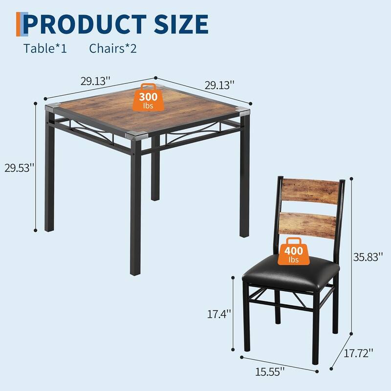 Dining Table Set, Wood Kitchen Table with Upholstered Chairs