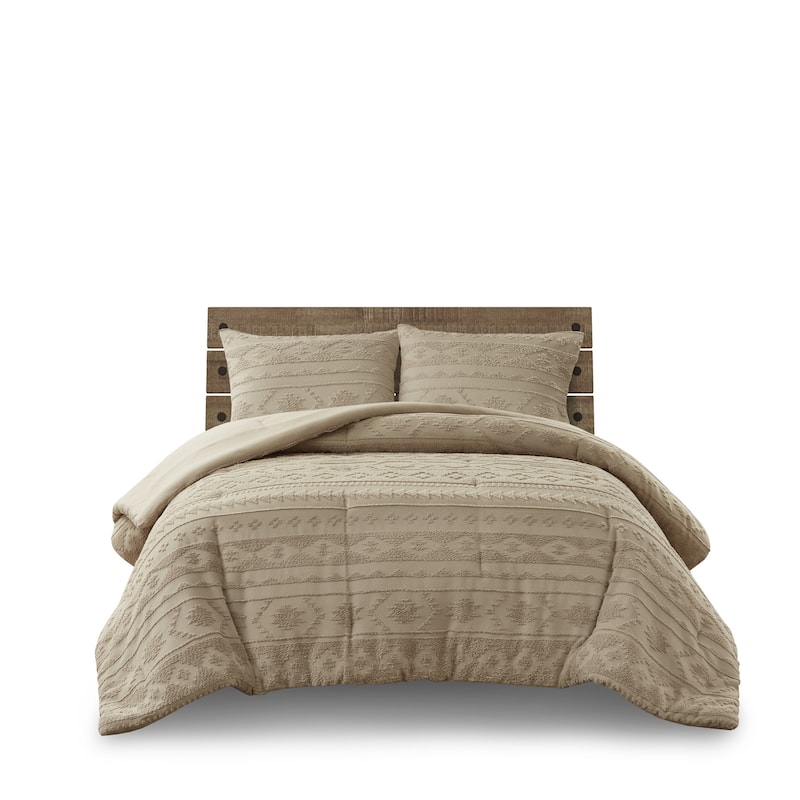 2 PCS Twin/Twin XL Chenille Oversized Comforter Set Tan
