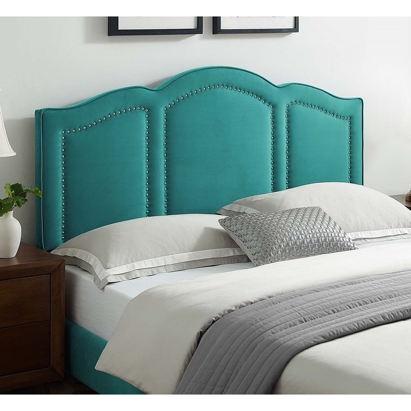Augusta Green Velvet Upholstered Twin Size Headboard with Nailhead Trim. Opens flyout.