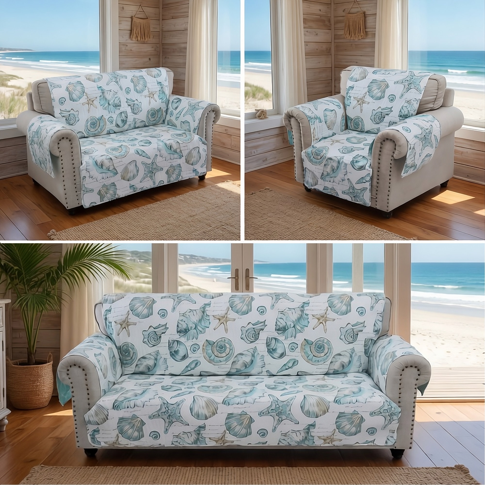 Greenland Home Fashions Beachcomber Reversible Pet-Friendly Slipcover - Furniture Protector