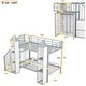preview thumbnail 5 of 7, Twin over Twin Castle-Shaped Bunk Bed with Wardrobe & Multiple Storage, Sturdy Metal Bunk Bed w/Guardrails&Staircase, Grey+White
