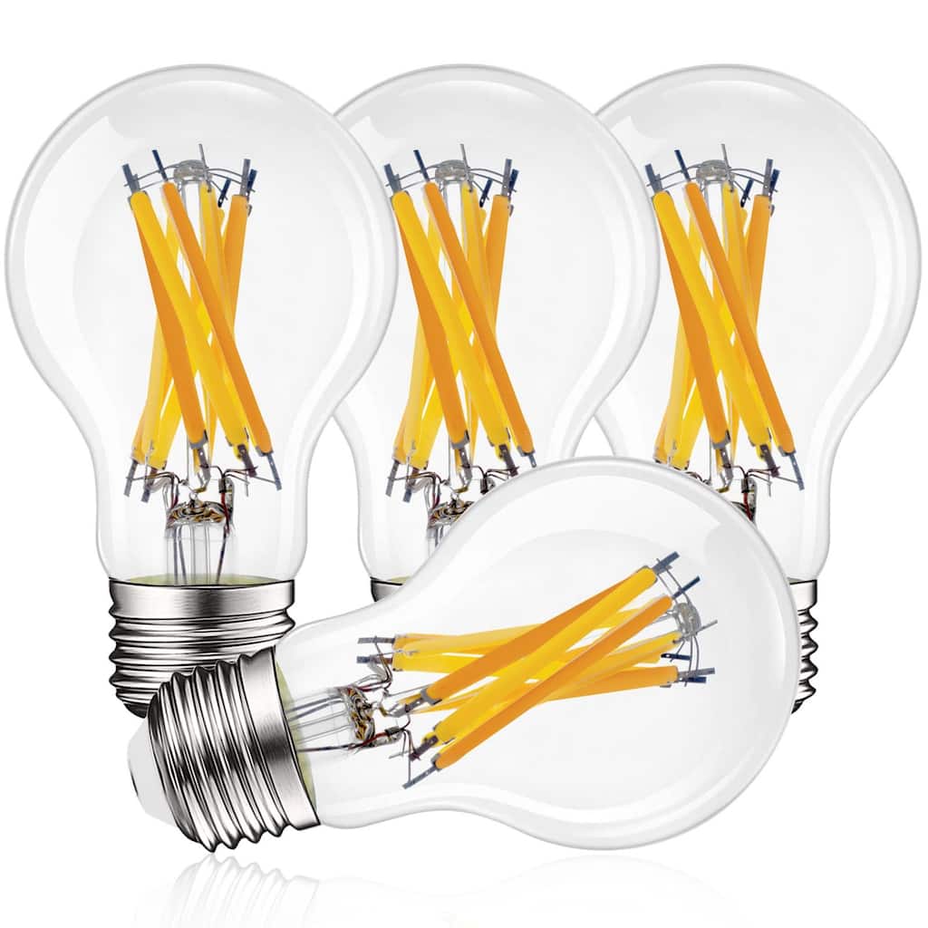LUXRITE Vintage A19 LED Light Bulb 9.5W=75W Equivalent, 4CCT 1050LM, Dimmable Edison Bulbs, E26 Base, ETL 4 Pack