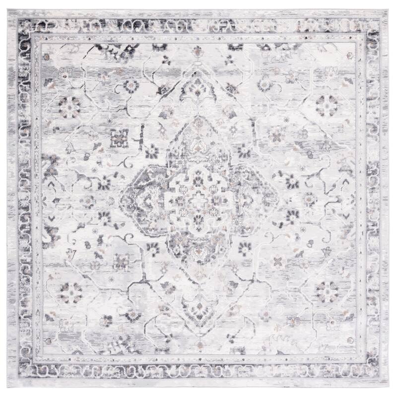 SAFAVIEH Shivan Pervin Vintage Oriental Medallion Rug - 6'7" Square - Ivory/Grey