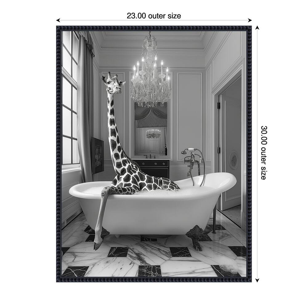 Giraffe Glam Soak by Niky Rahner Framed Canvas Wall Art