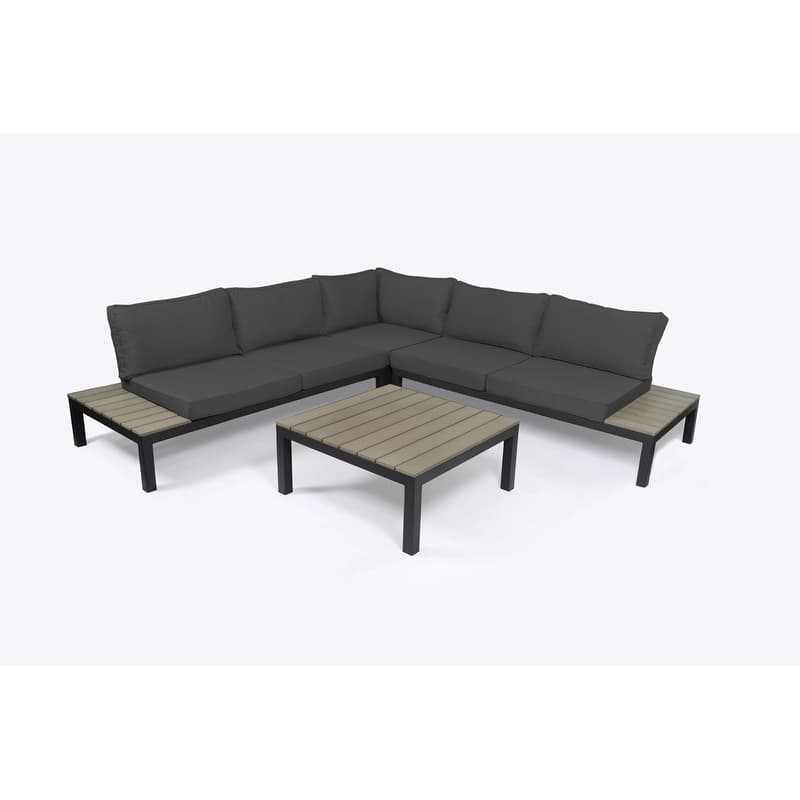 Lakeview Aluminum Outdoor Sectional Sofa with Charcoal Cushions