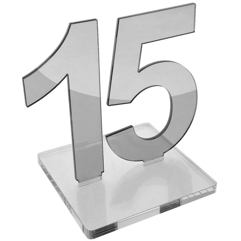 OnDisplay Luxe Laser Cut Mirrored Acrylic Wedding/Party/Event Table Numbers - 5" Tall Modern Thick Mirror Set