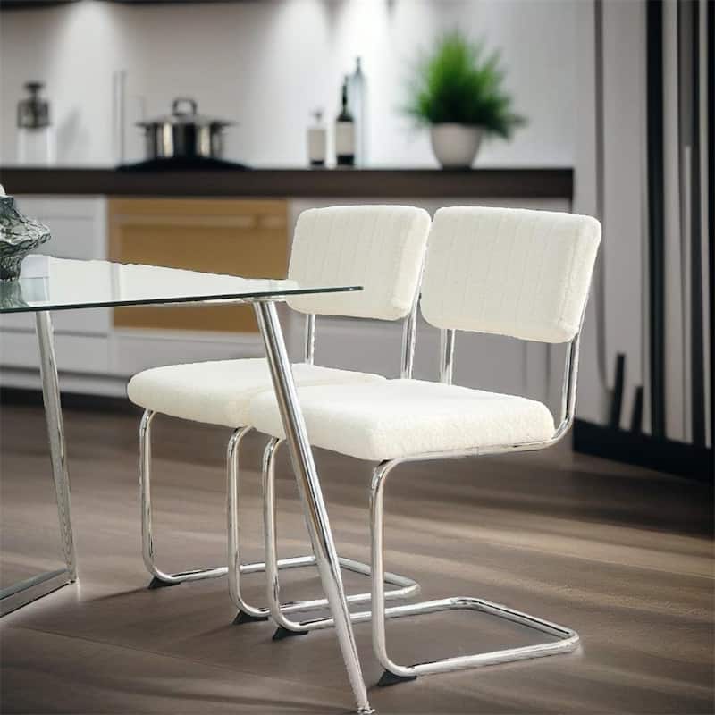 Fabric Light Luxury Dining Chair with Metal Legs(Set of 2) - N/A