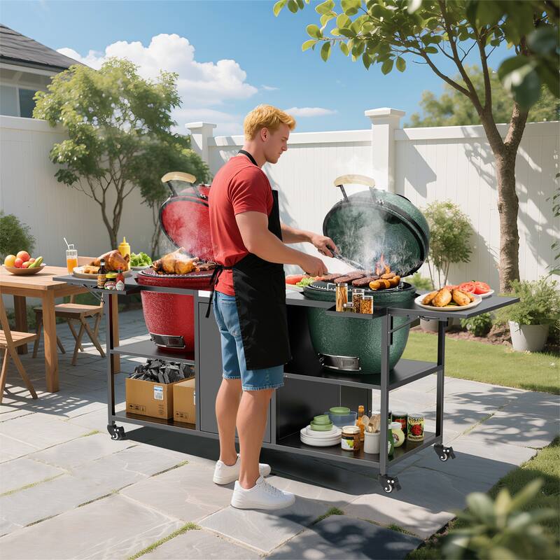 Big Green Egg Grill Cart for 2 Grills