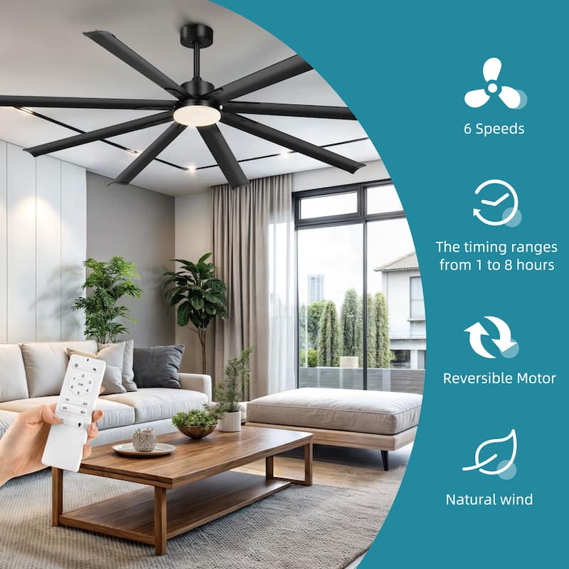 80 Inch Large Industrial Ceiling Fan with Light and Remote