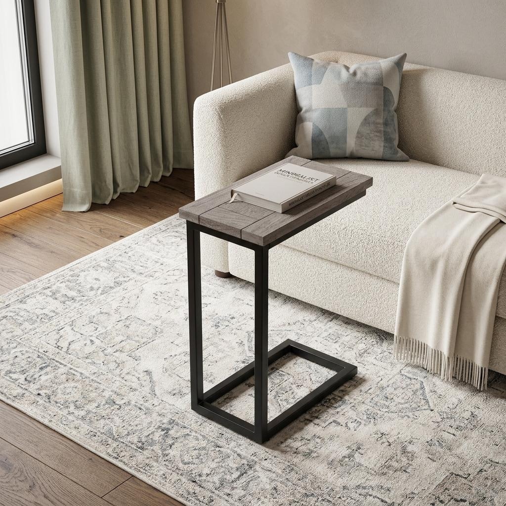HomeRoots 24" Natural and Black Distressed Solid Wood and Iron End Table - 18.10 in. x 24.00 in. x 10.20 in.