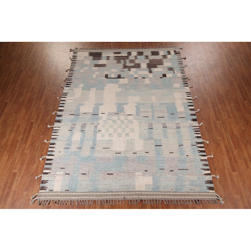 Moroccan Abstract Area Rug Handmade Multi-Color Wool Carpet - 8'10" x 12'0"