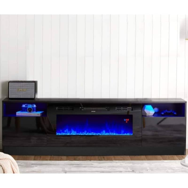Freestanding Electric Fireplace Heater TV Stand for Living Room - N/A - Black