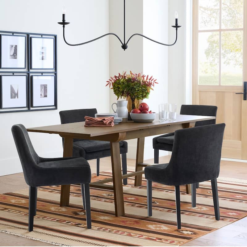 Mid-Century Modern Corduroy Upholstered Dining Chairs with Solid Wood Legs,Set of 2/4/6