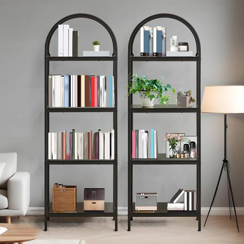4-Tier Modern Storage Arched Display Rack, Bookshelf for Bedroom, Living Room - N/A