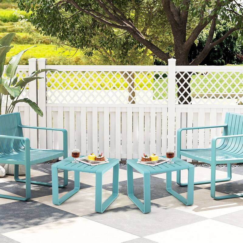 Gymax Outdoor Side Table Set of 2 18'' Weather Resistant Adirondack