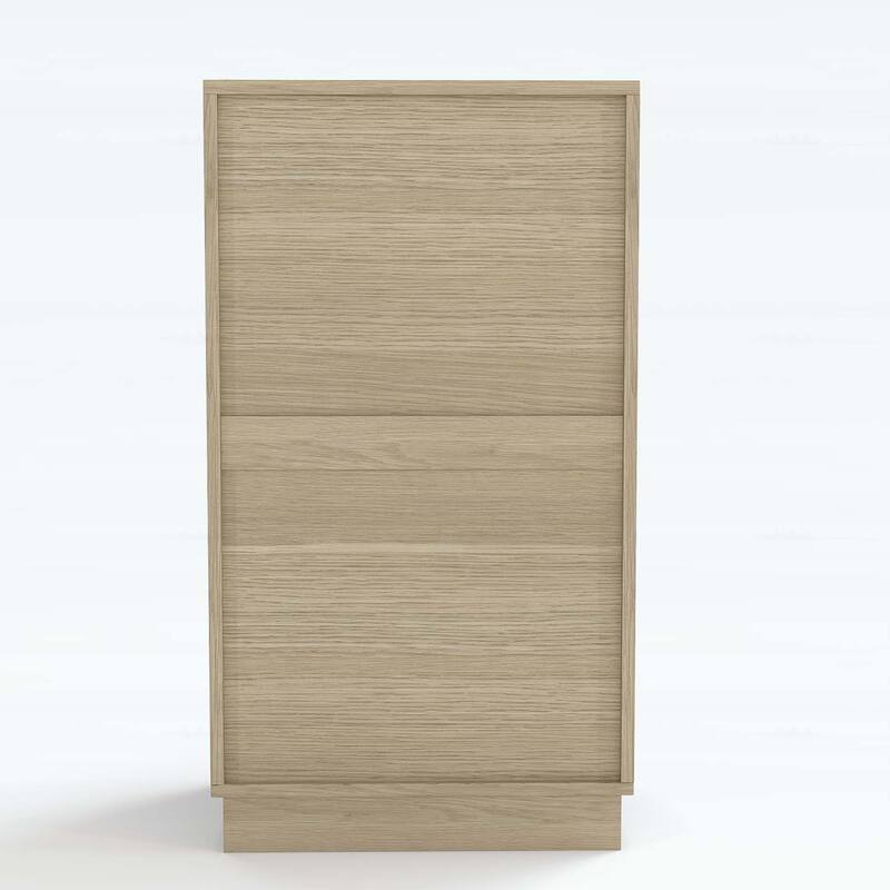 Tilt-Out Trash Can Cabinet with Wave-Textured Hideaway Drawer and Pull-Out Bin,Multipurpose Living Room